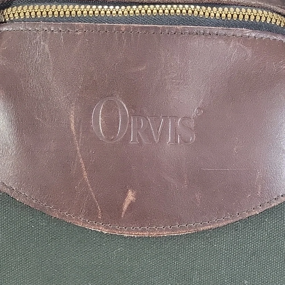 Orvis Green and Brown Canvas Leather Briefcase - Men